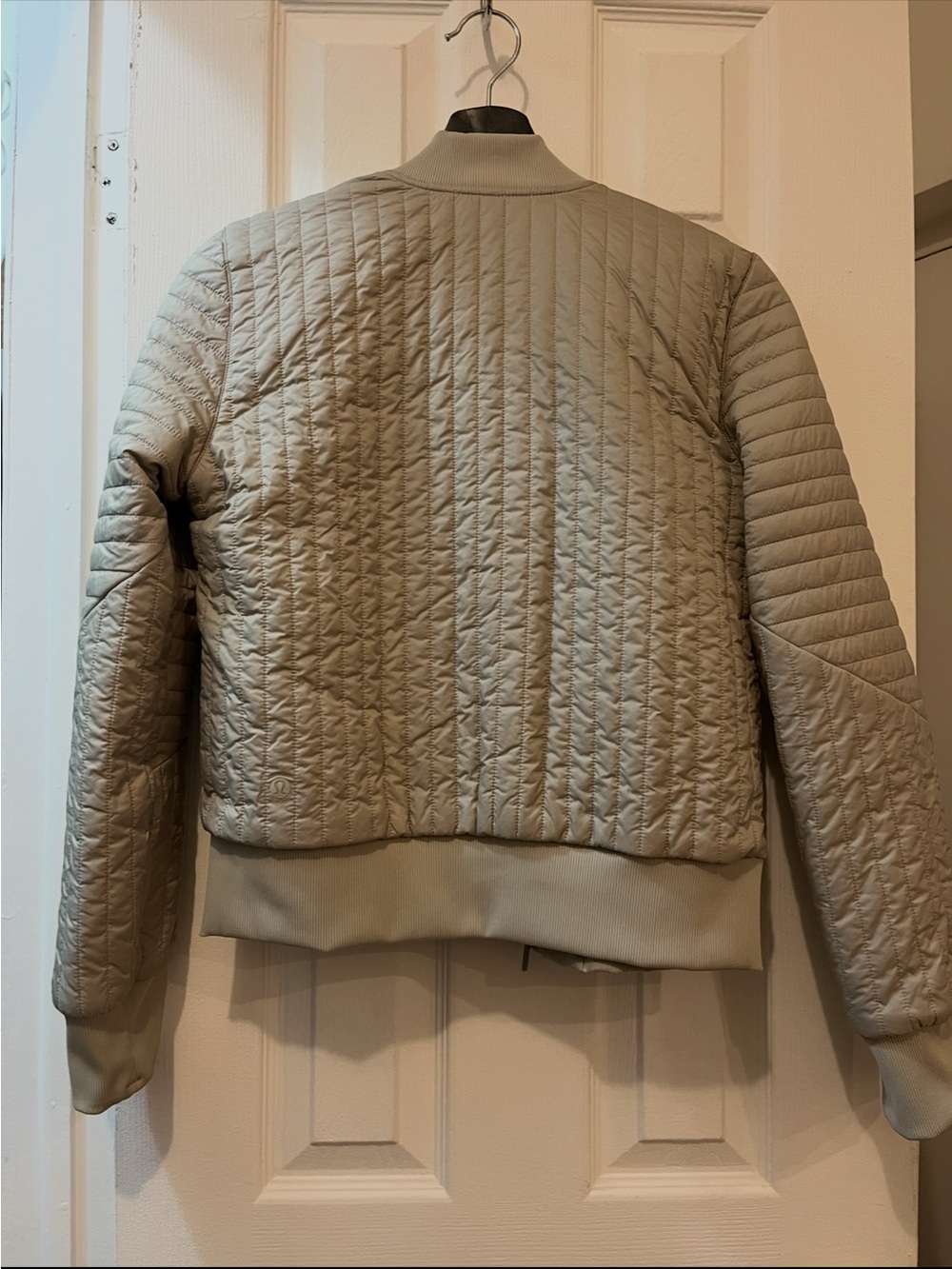 Lululemon Reversable Quilted Bomber Jacket in Light Taupe/Green - Picture 2 of 5